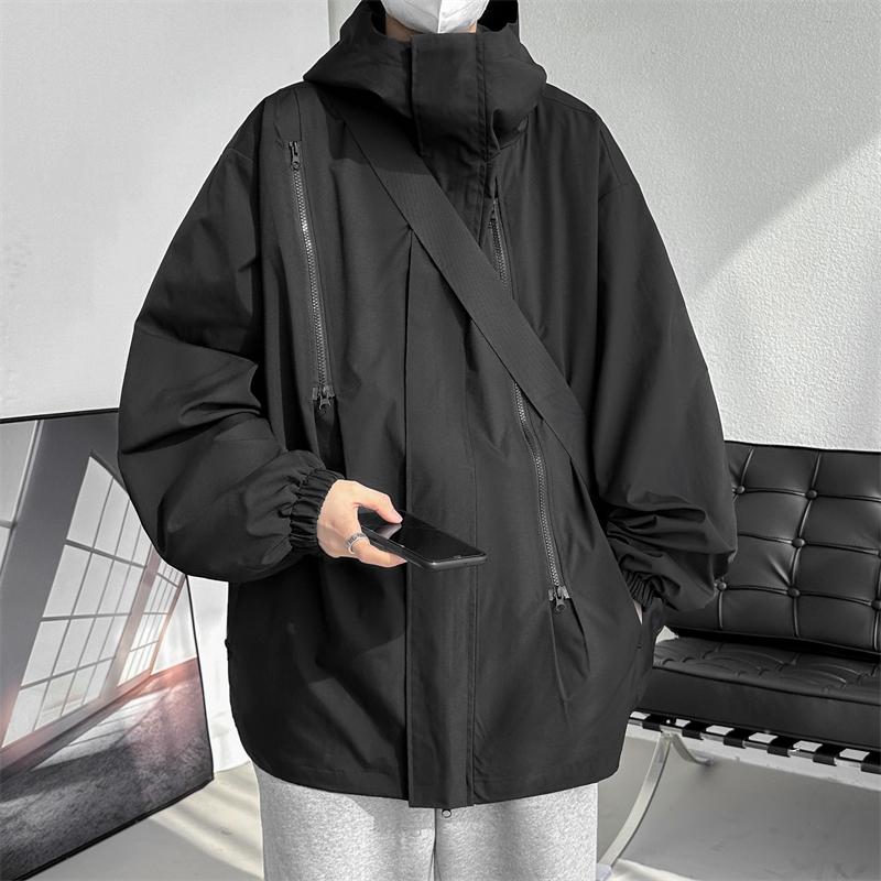 New Simple Jacket Men's Jacket Top Outdoor Casual Hooded Three-proof Multi-zipper Jacket Mountaineering Zipper Jacket