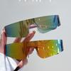 10PCS Frameless Wrap-Around Glasses for Women Punk Style Futuristic Tint Y2K Flat Top Iridescent Fashion Glasses for Men