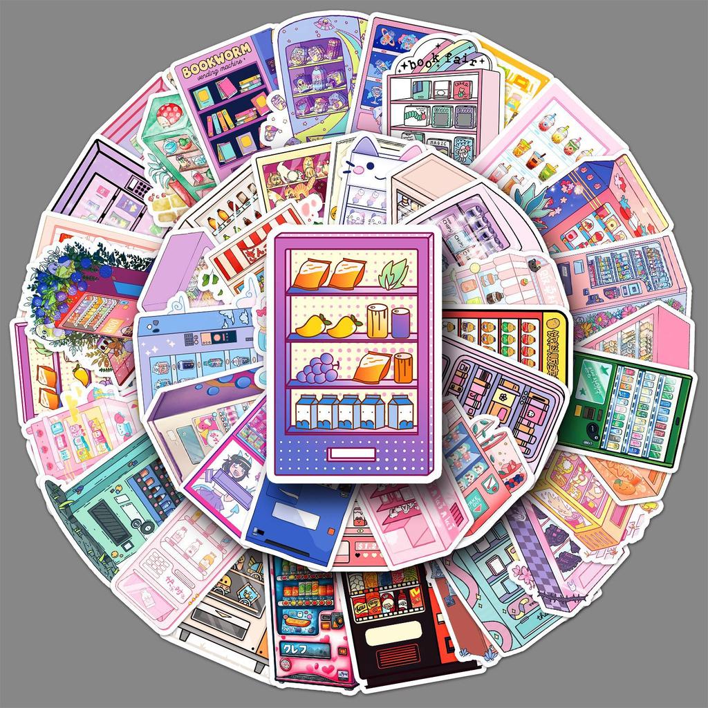 50 Cartoon Vending Machine Graffiti Stickers Personalized Creative Hand Account Decoration Mobile Phone Case Water Cup Stationery Stickers