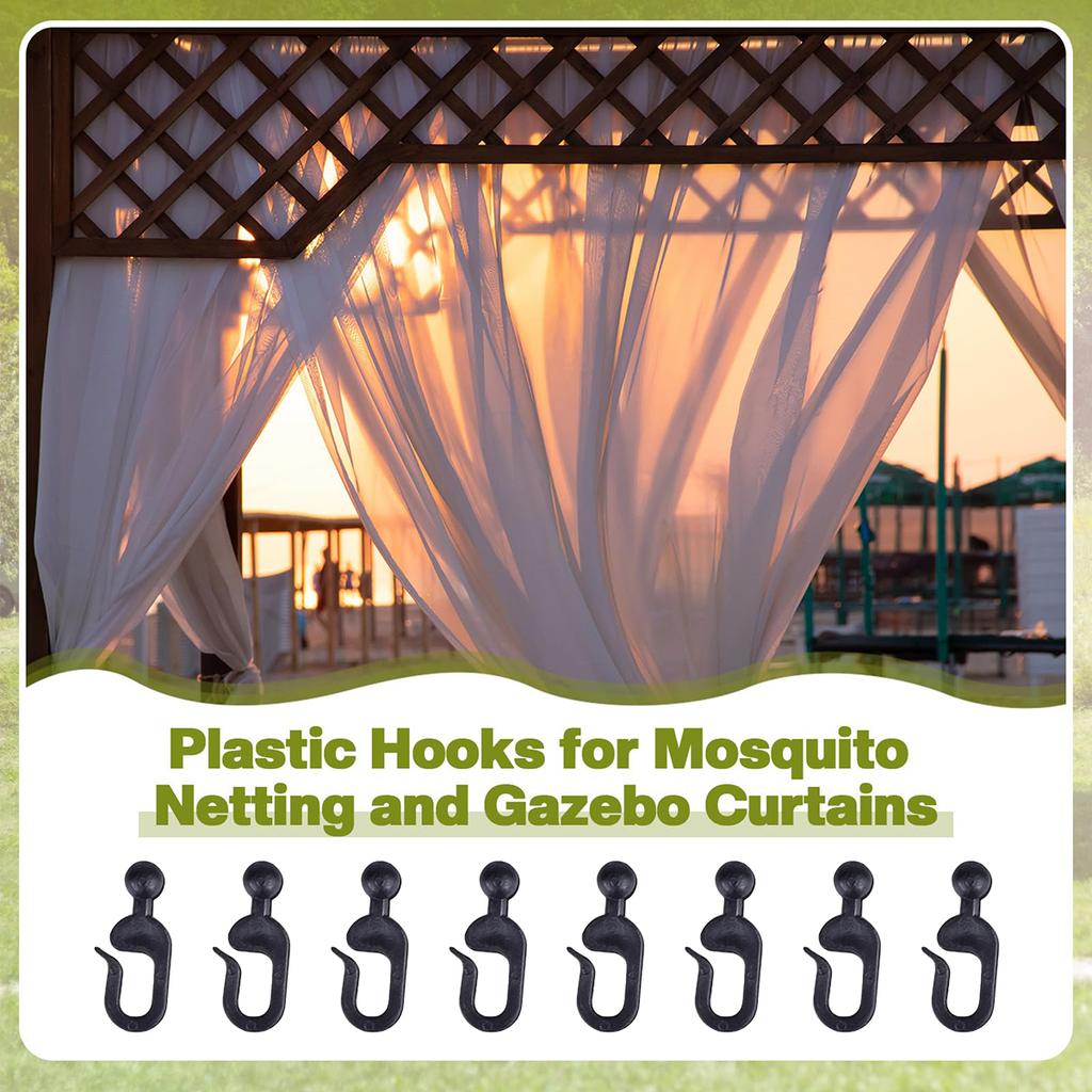 Römische Zelt-Pergola-Sonnenschutz-Eisenzaun-Gaze-Transparenter Vorhang, Kunststoffhaken-Zubehör