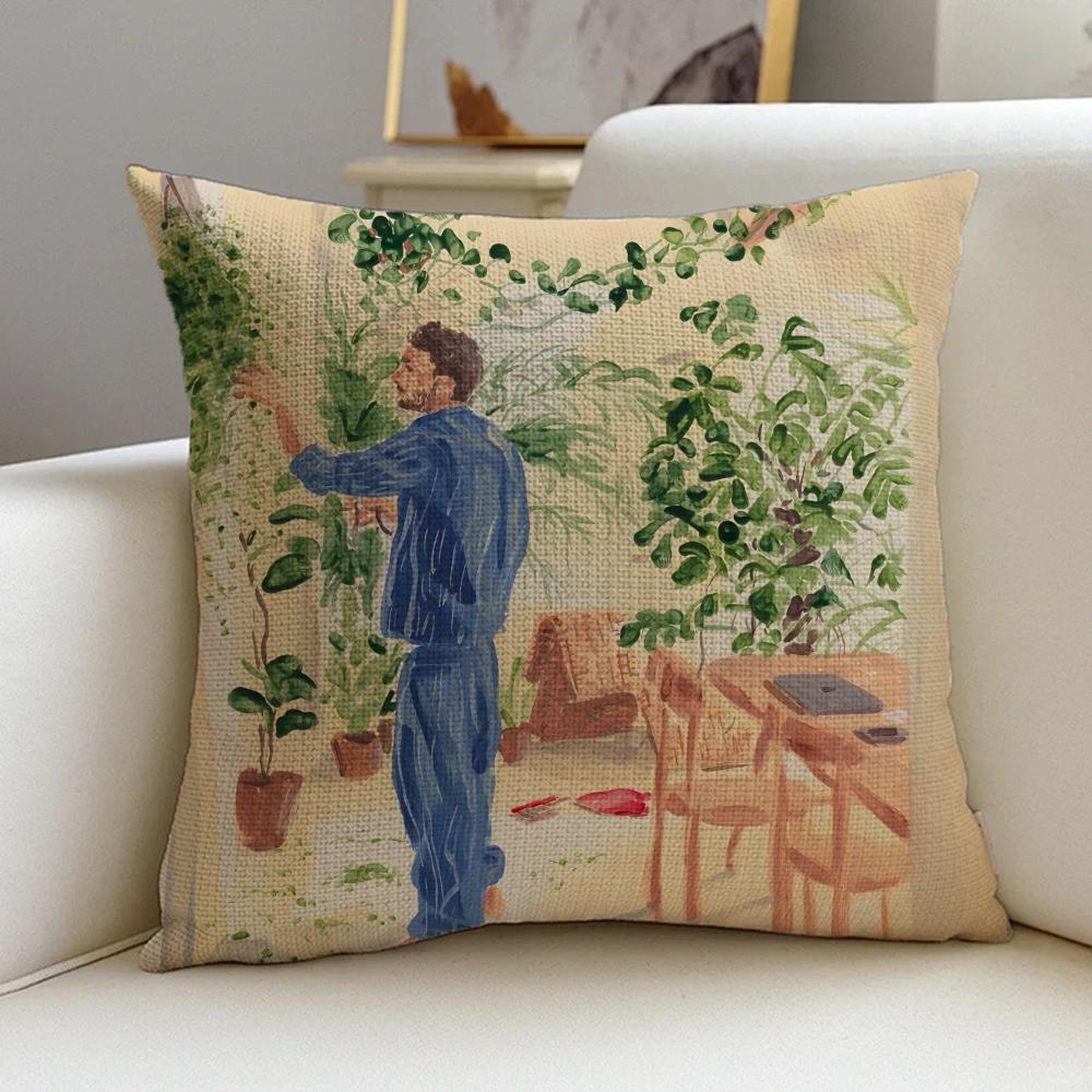P-Yukiko Noritake Cushion Cover Natural Linen Pillowcase Set, All-In-One Decor For Sofa, Bedroom & Chair