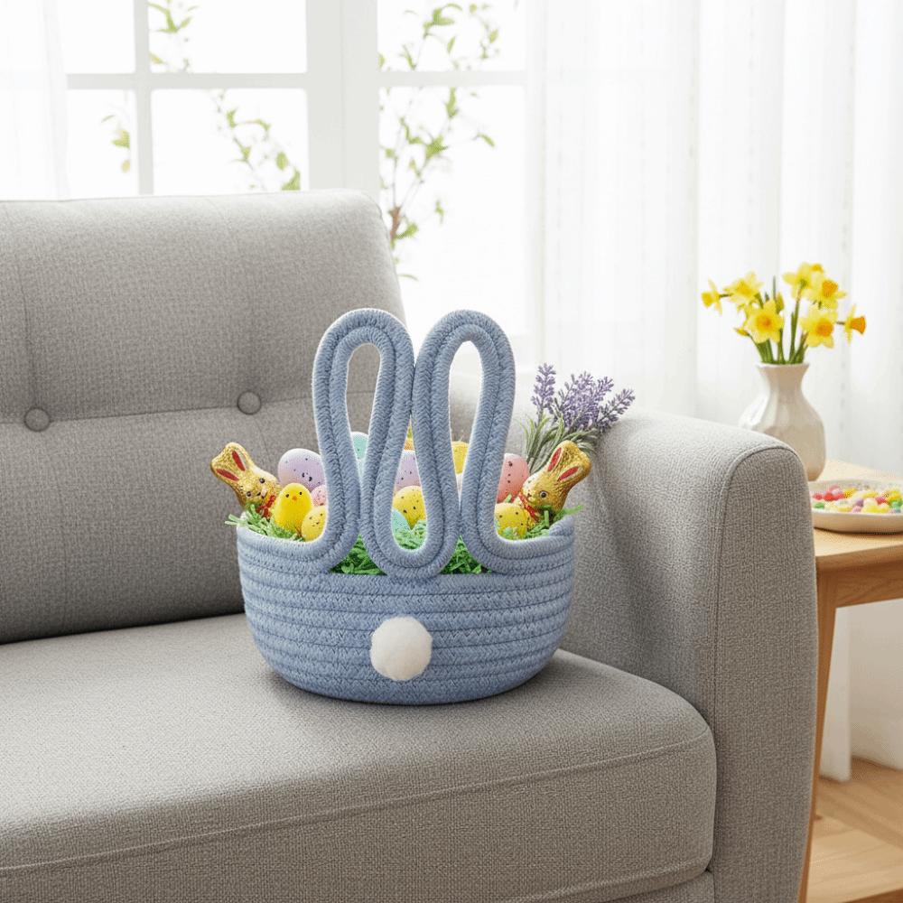 Cotton Rope Rabbit Storage Basket Cartoon Toys Storage Basket Easter Bunny Basket  Home Table Decor
