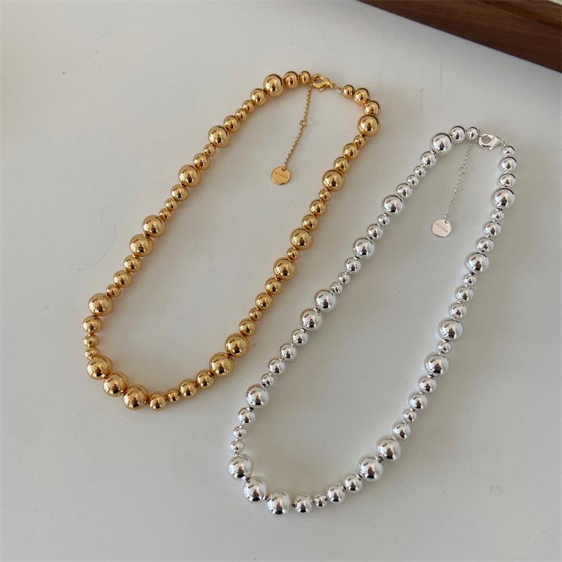 Niche Design Gradient Silver Beaded Choker Necklace