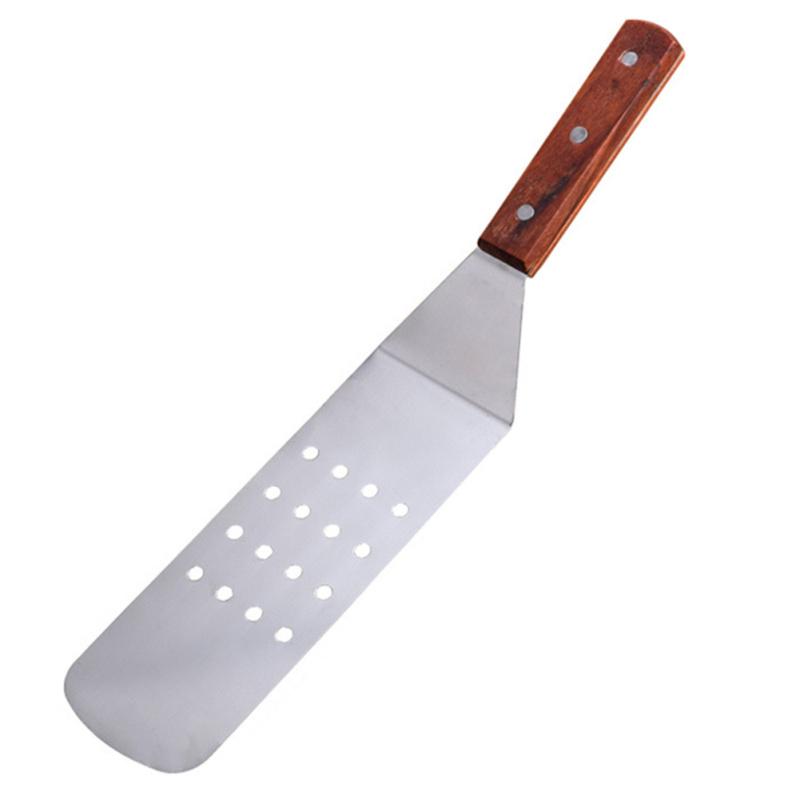 Edelstahl-Spatel Holzgriff Pfannenwender Steak Bratspatel Küchenwerkzeuge Werkzeuge