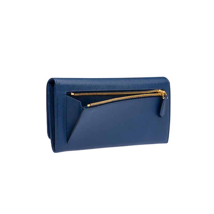 Prada Saffiano Klappe Lange Leder Geldbörse Damen Geldbörse Kornblumenblau 1MH132-QWA-F0016