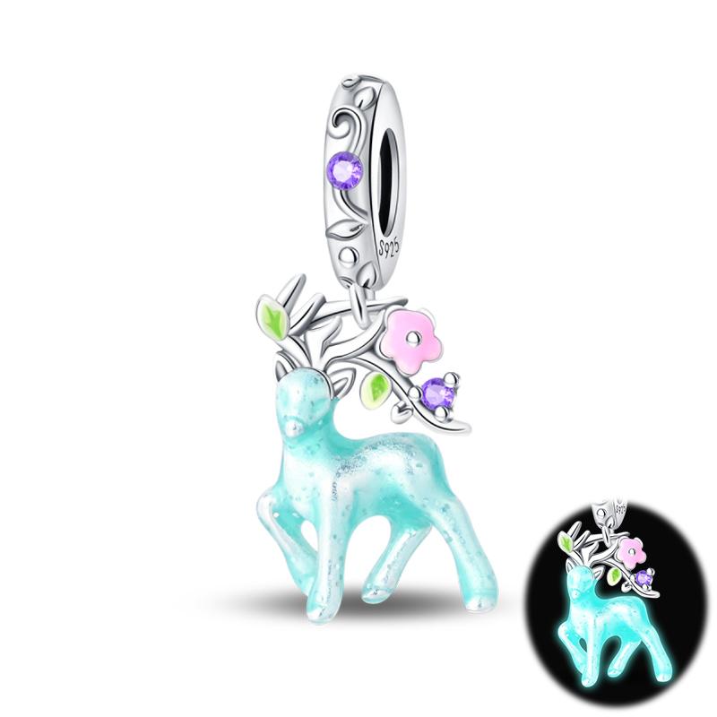 Forest Glow Elf Deer Charm Bead Component Astronaut UFO Bead Components Designed For Authentic Original 3mm Copper Metal Bracelet High Quality Fine