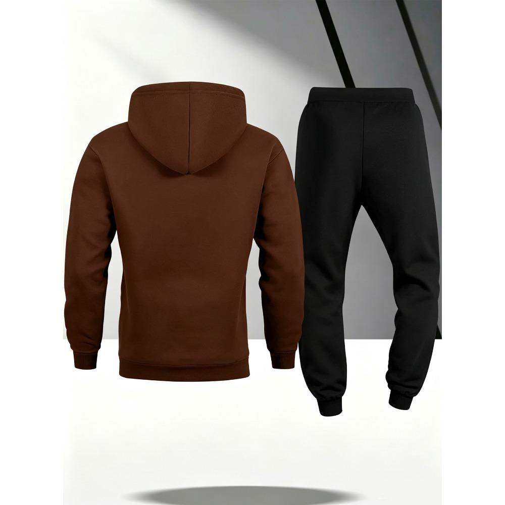 Swordfish Print Hooded Sweatshirt and Pants Two Piece Set Men's Sports Suit Casual Street Style Versatile for Daily Fishing Trips