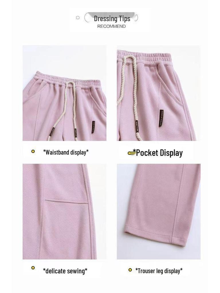 Girls' Wide-Leg Fleece Pants - Autumn/Winter Thickened Casual Sportswear