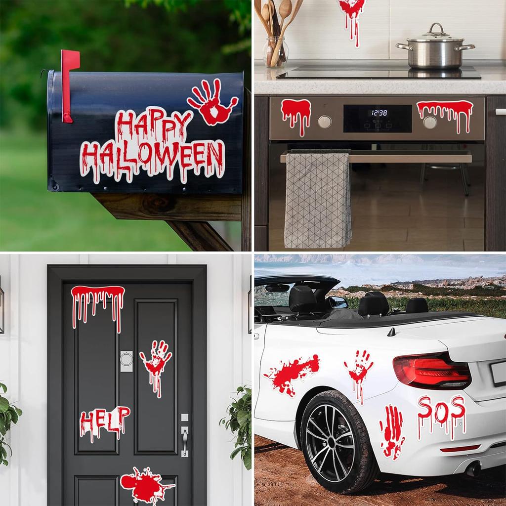 Halloween Refrigerator Magnets Stickers Horror and Dirty Bleeding Red Stickers Suitable for Party Paper Favor