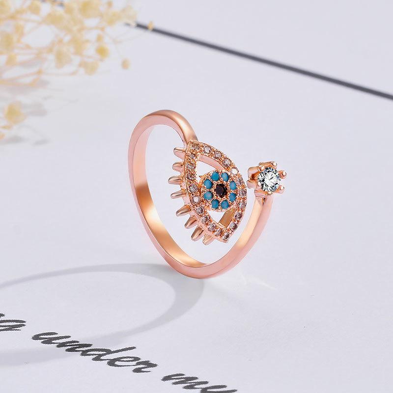 Women Retro Evil Eye Ring, Elegant Personality Fashion Adjustable Finger Jewelry