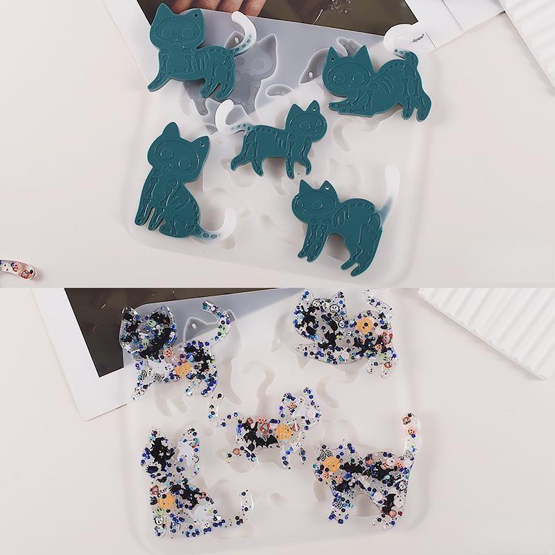 DIY Crystal Handmade Creative Epoxy Resin Mold Relief Skull Cat Pendant Silicone Molds Accessories Supplies Household Decoration