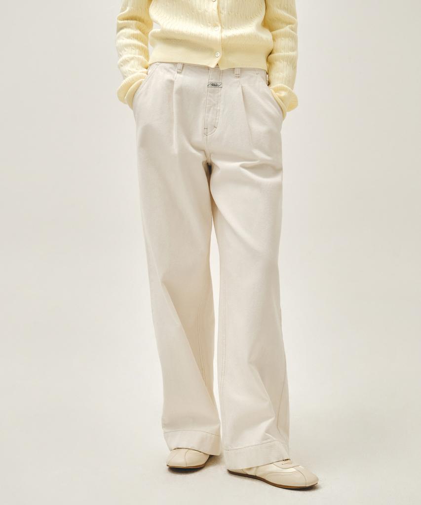 Malittepeulangsowajeobeo W Low-Waist Tuck Wide Denim Pants Ecru