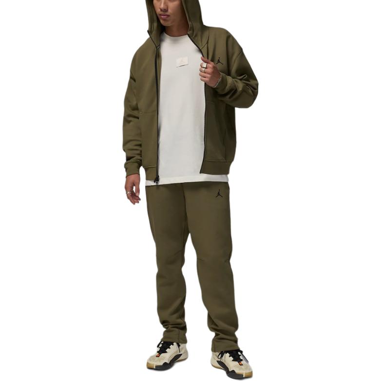 Jordan Solid Logo Hooded Zip-Up Long Sleeve Cardigan Vintage Sports Sweatshirt Men Sweatshirt Olive FV8602-222