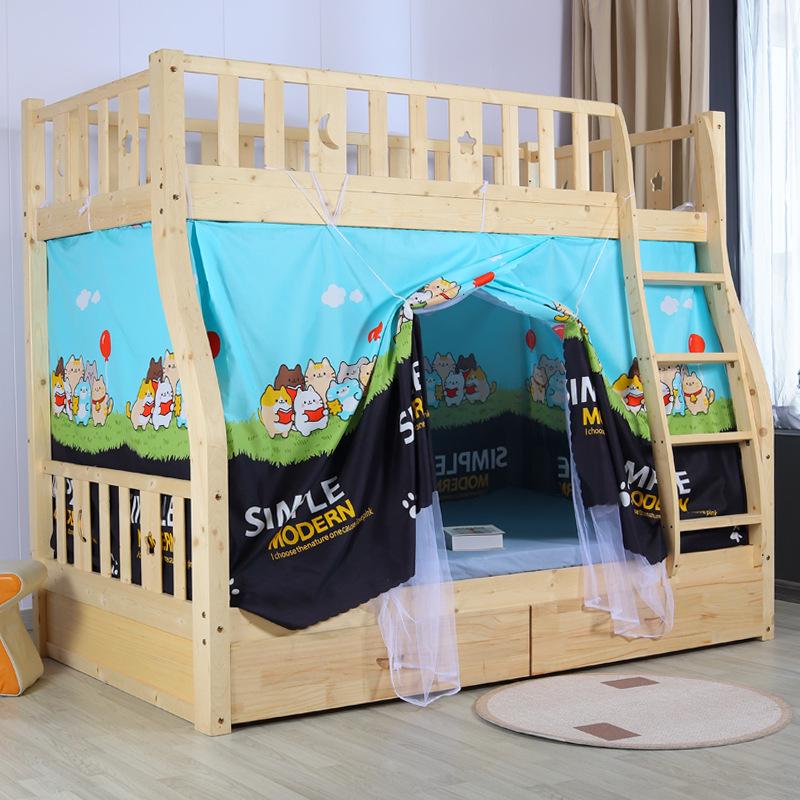 Cortina Integrada para Cama em Beliche Trapezoidal: Rede Mosquiteira e Anti-Poeira para Camas de Dormitório de Mãe e Filho
