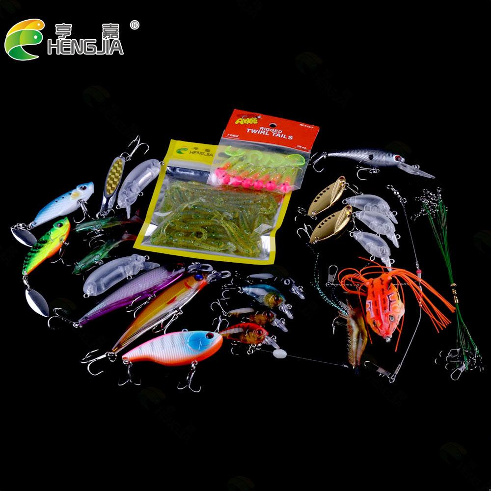 Set of Wobbler Mixed Colors Fishing Lure Kit Soft Lure Minnow Vib Spinner Baits Wobblers Hard Baits