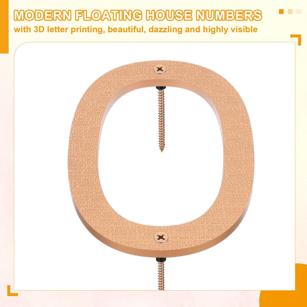10 Inch House Number, House Address Numbers Sign Large Floating Modern with Screws for Outside Door Wall Street, Gold, 0-9