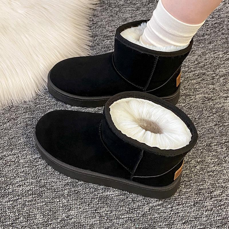 [Spot quick delivery] New fashion snow boots women's thick soles 2025 direct sales thickened velvet waterproof warm cotton shoes
