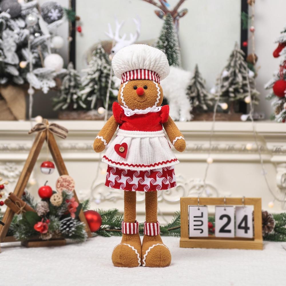 Christmas Decoration Telescopic Gingerbread Man Doll DIY Xmas Tree Decor Chef Hat Gingerbread Man Home Table Decor