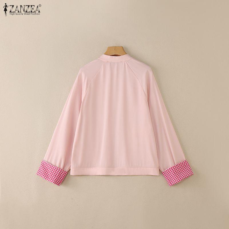 ZANZEA Frauen Casual Stehkragen Langarm Dünne Strickjacke Outwear