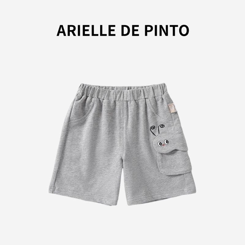 French Arielle De Pinto Kidsren s Pants Summer Casual Knitted Shorts Boys Cartoon Versatile Shorts Hemp Gray 120