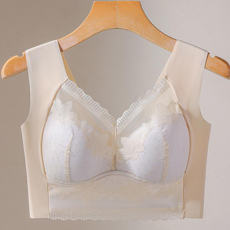 

Кружевное красивое нижнее белье из ледяного шелка для женщин с большой грудью, небольшие следы без стальных колец, сборка, антипровисающий спортивный жилет, чехол для бюстгальтера M 80-50 kg