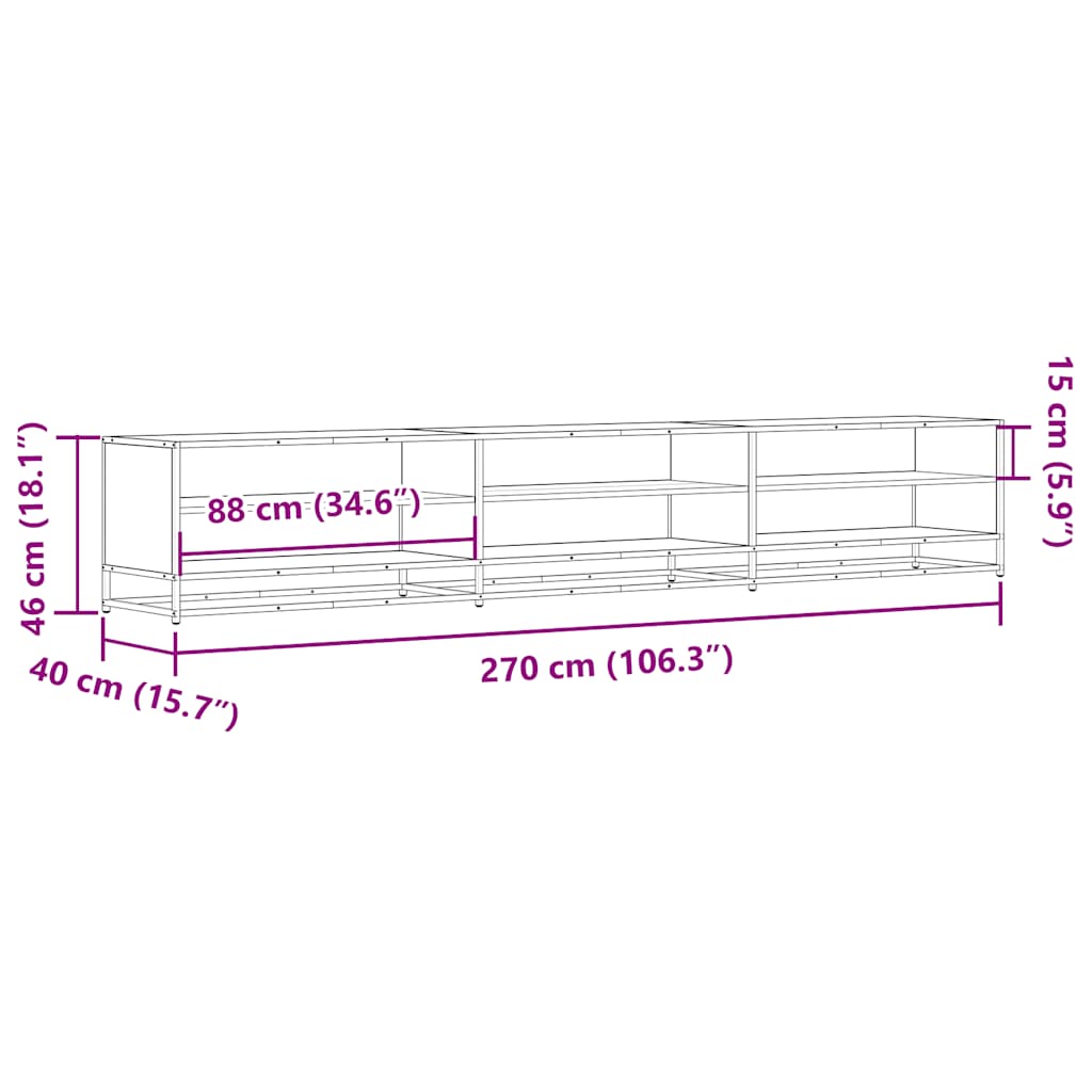 TV Stand Sonoma Oak 270 x 40 x 46 cm Particleboard