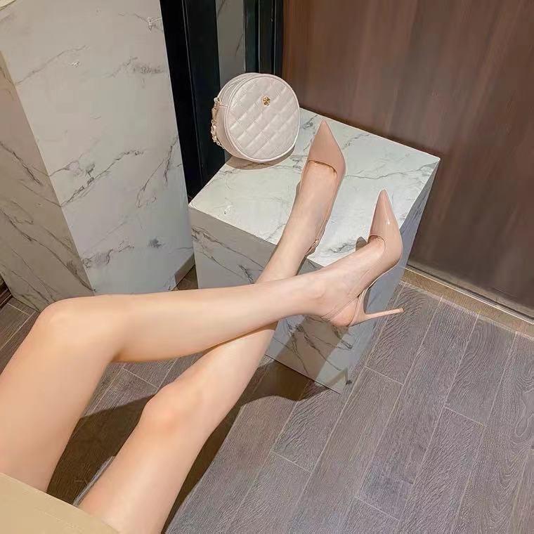 

2025 spring and autumn design patent leather single shoes women s autumn and winter nude pointed high heels stiletto stiletto 40