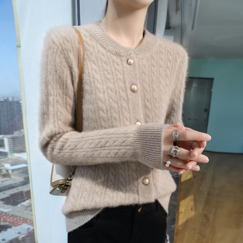 Women's Cashmere Cardigan Qinghe Cashmere 30% Cashmere 70% Wool Autumn and Winter Cashmere Cardigan Soft and Warm