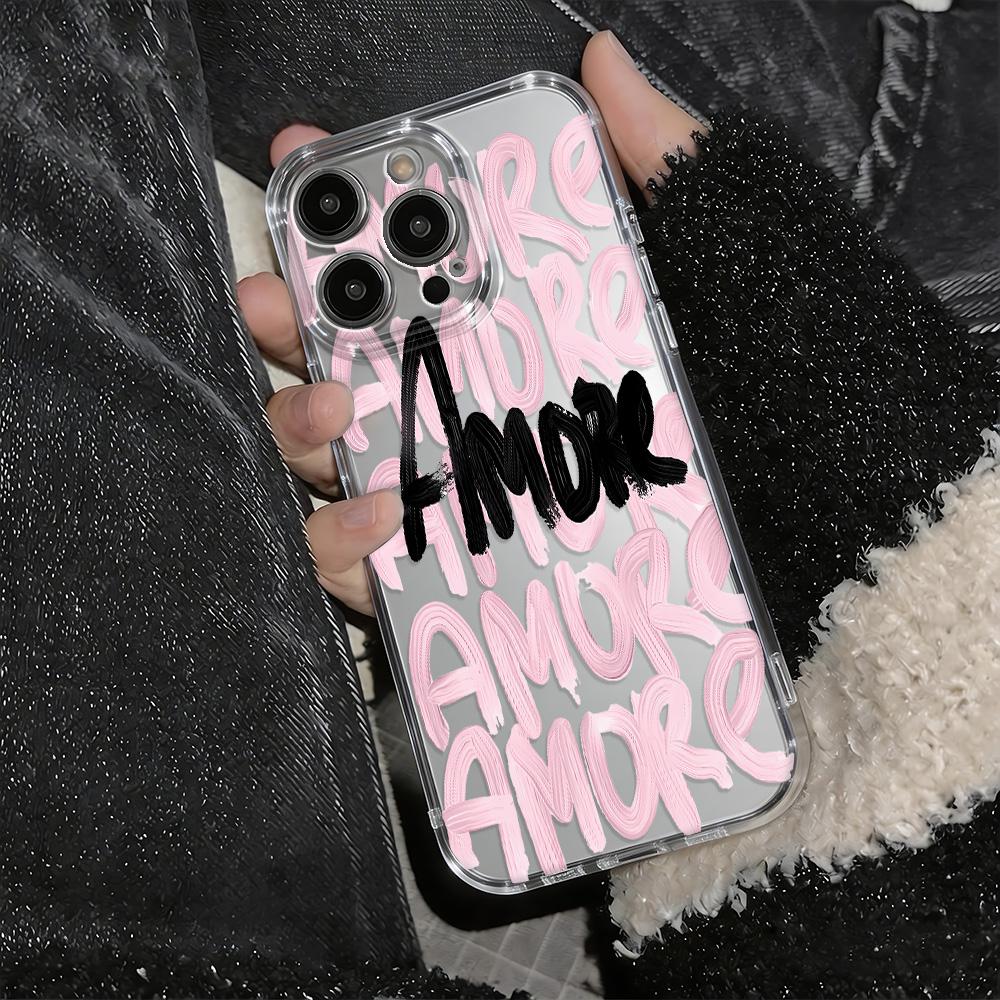 Phone Case For Samsung S24 S23 S22 S21 S20 Note10 Note 20 A50 A7 2018 Ultra Clear Protective Two-Color Amore Doodle Cover