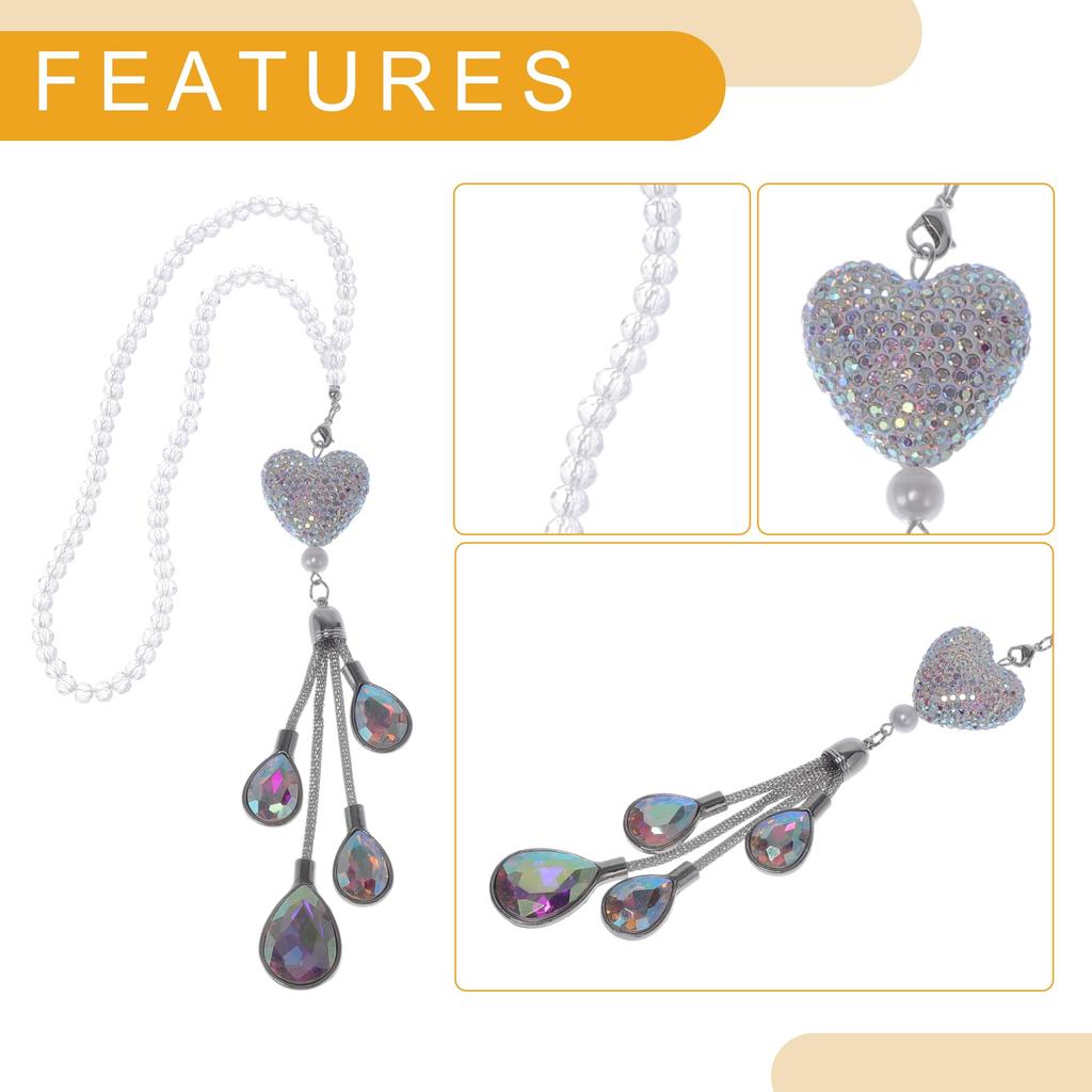 Partuto 1pc Artificial Crystal Heart War Drop Car Rear View Mirror Pendant Accessories Car Hanging Ornament Multicolor