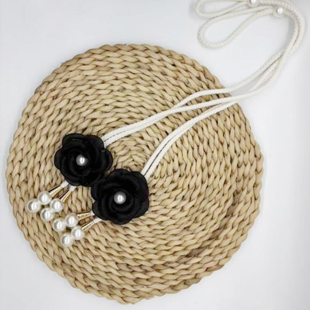 2PCS Adjustable Pearl Curtain Buckle Beautifully Curtains Tie Rope Camellia Curtain Tieback  Home