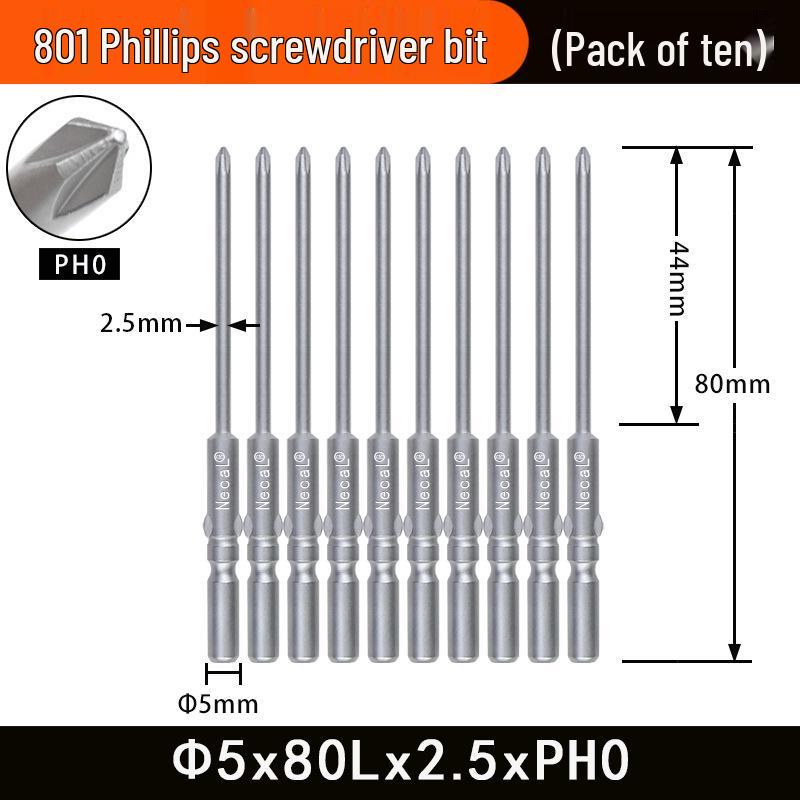 Nigao 801 Phillips Electric Screwdriver Bit, S2 Steel, Magnetic, 5mm Shank, 60mm/80mm Length