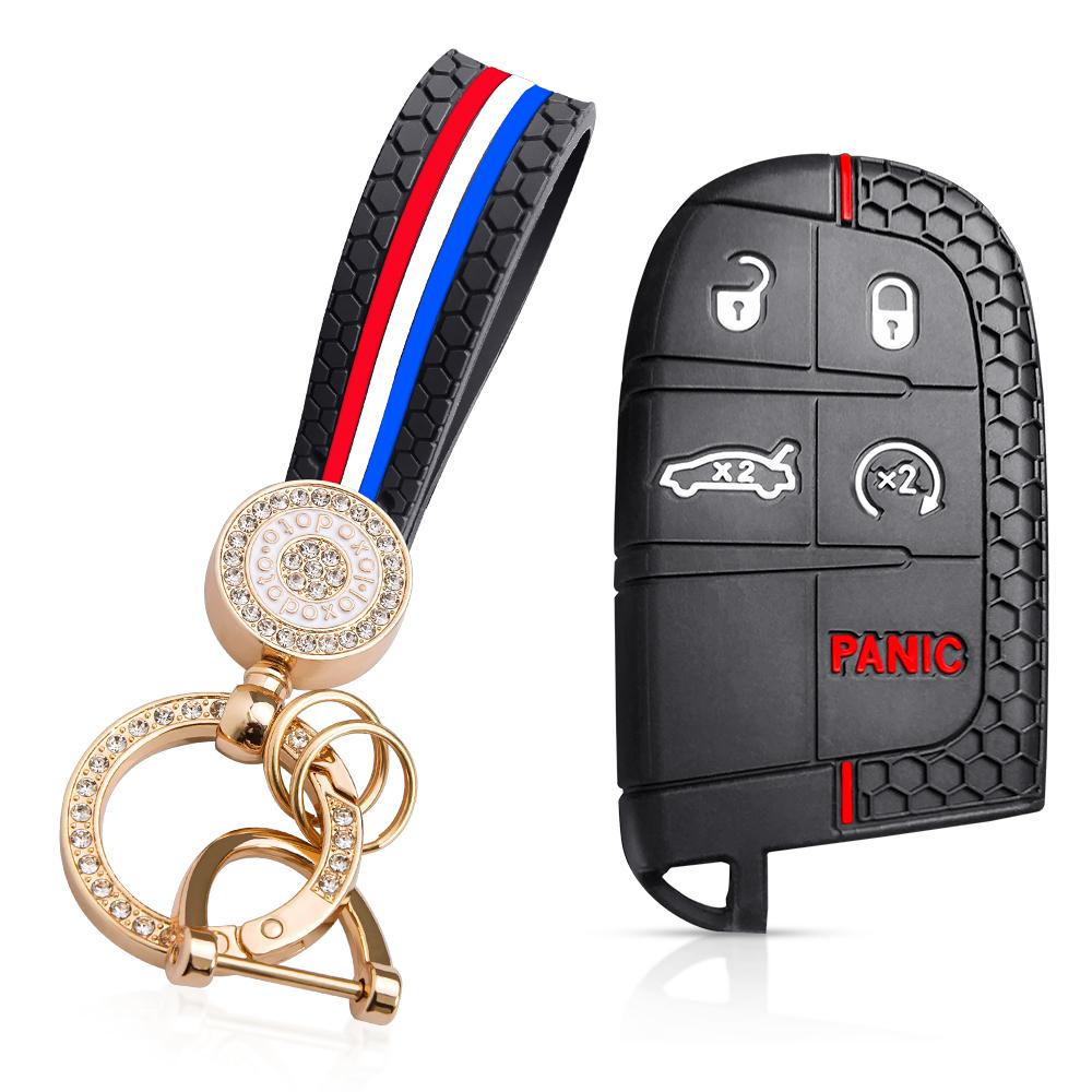 Car Remote Key Protector Cover For Dodge Charger Hellcat Journey for Jeep Cherokee Compass Grand Cherokee Renegade Chrysler 300c