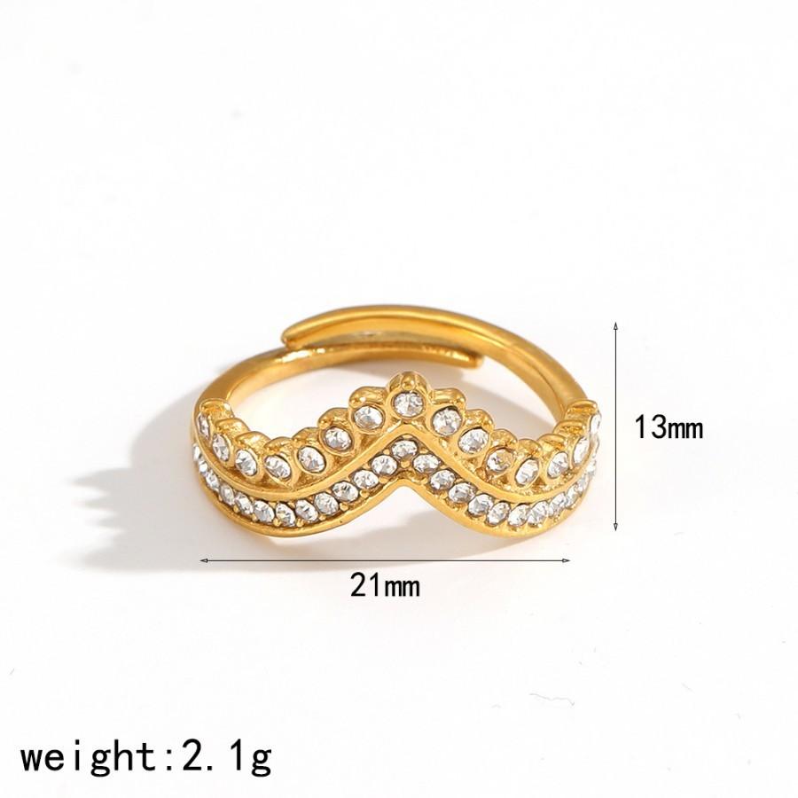 Geometric Stainless Steel Adjustable Ring With Diamonds For Women And Modern Fashion