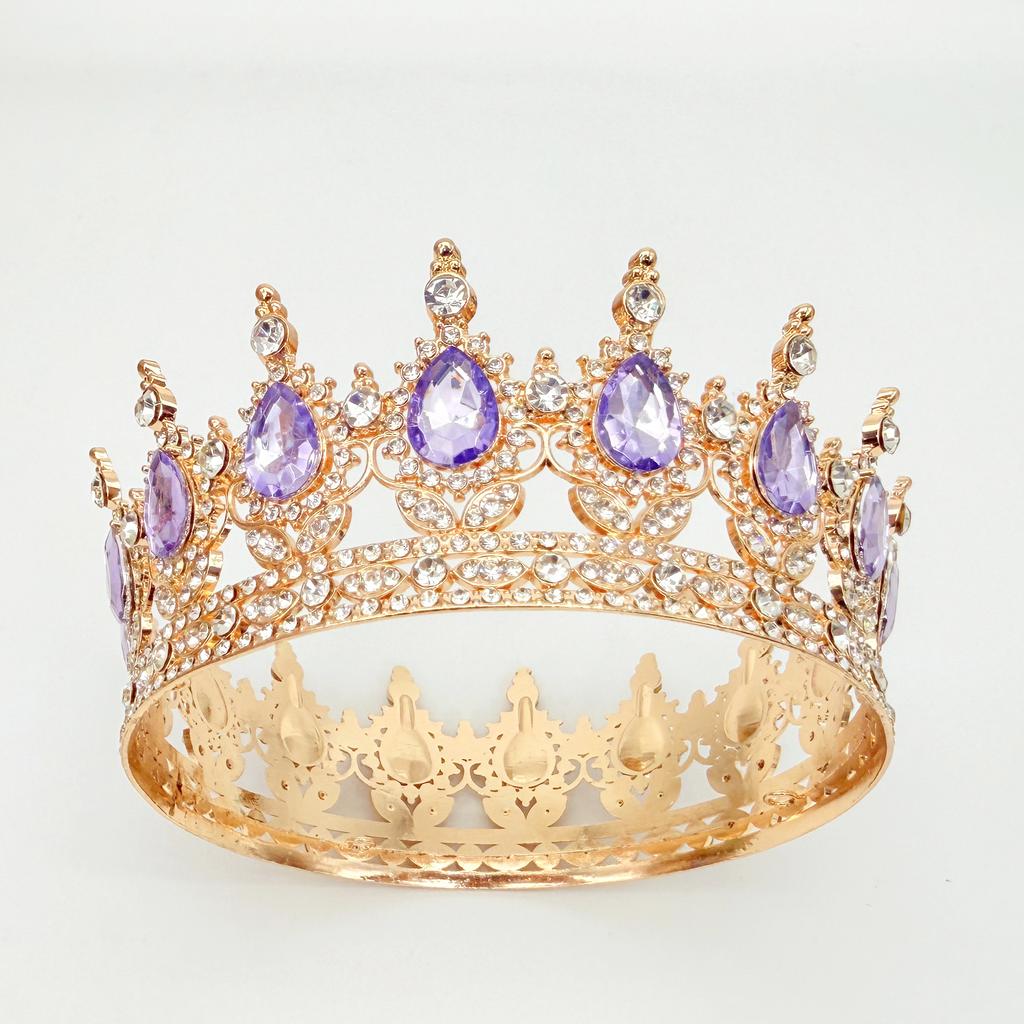 Full Circle Crown Tiara Colorful Baroque Retro Full Diamond Jewelry Wedding Accessories Crown Bridal Crown