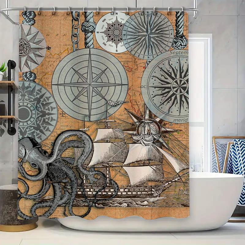 

Gold White Art Deco Shower Curtain Modern Decorative Bathroom Window Treatment For Home Decoration W60H190(CM)-1 Pcs