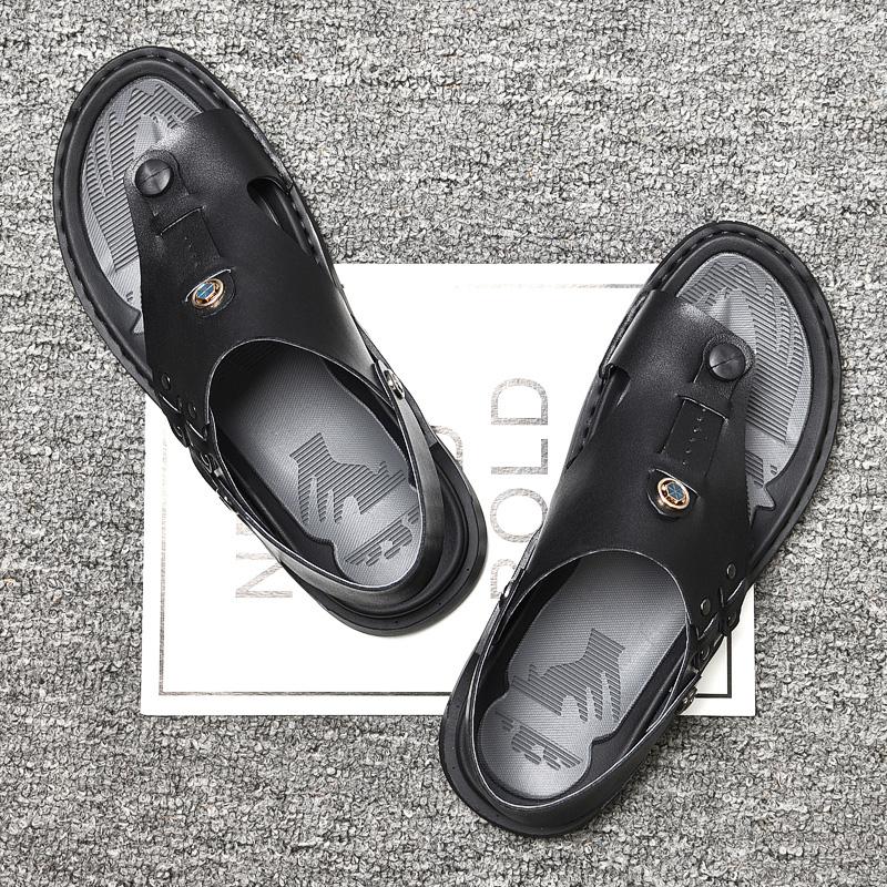 Newest Mens Sandals Genuine Leather Casual Shoes Men Beach Sandalia Brand Man Slippers Black White Sneakers Comfortable Summer Shoe