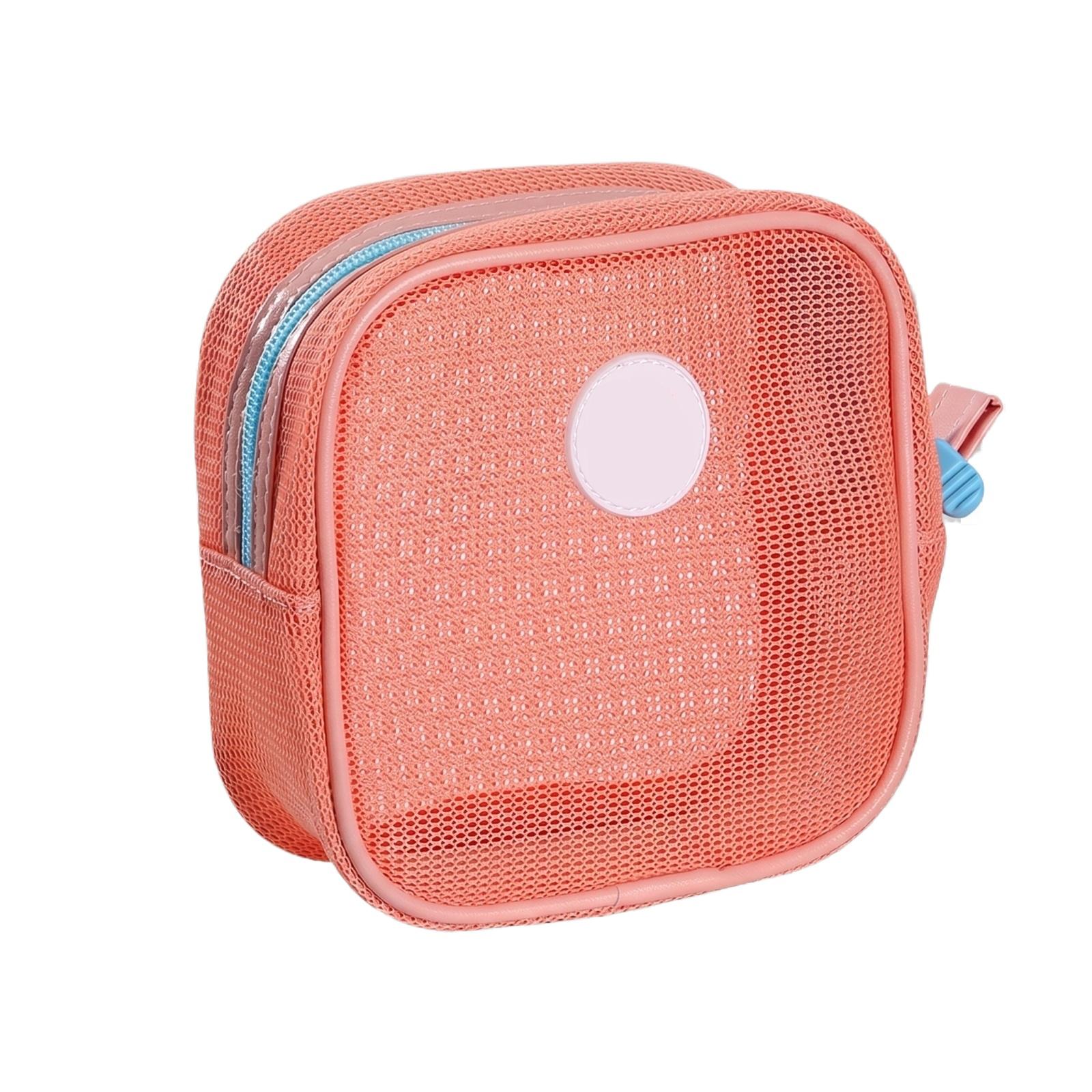 

Portable Mesh Travel Organizer Bag Double Zipper Handheld Storage Pouch Compact Design Lightweight Durable Material one size помаранчевий