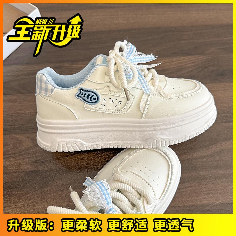 

Kawaii high-value kitten eats fish new heightening lightweight sports dad shoes 35