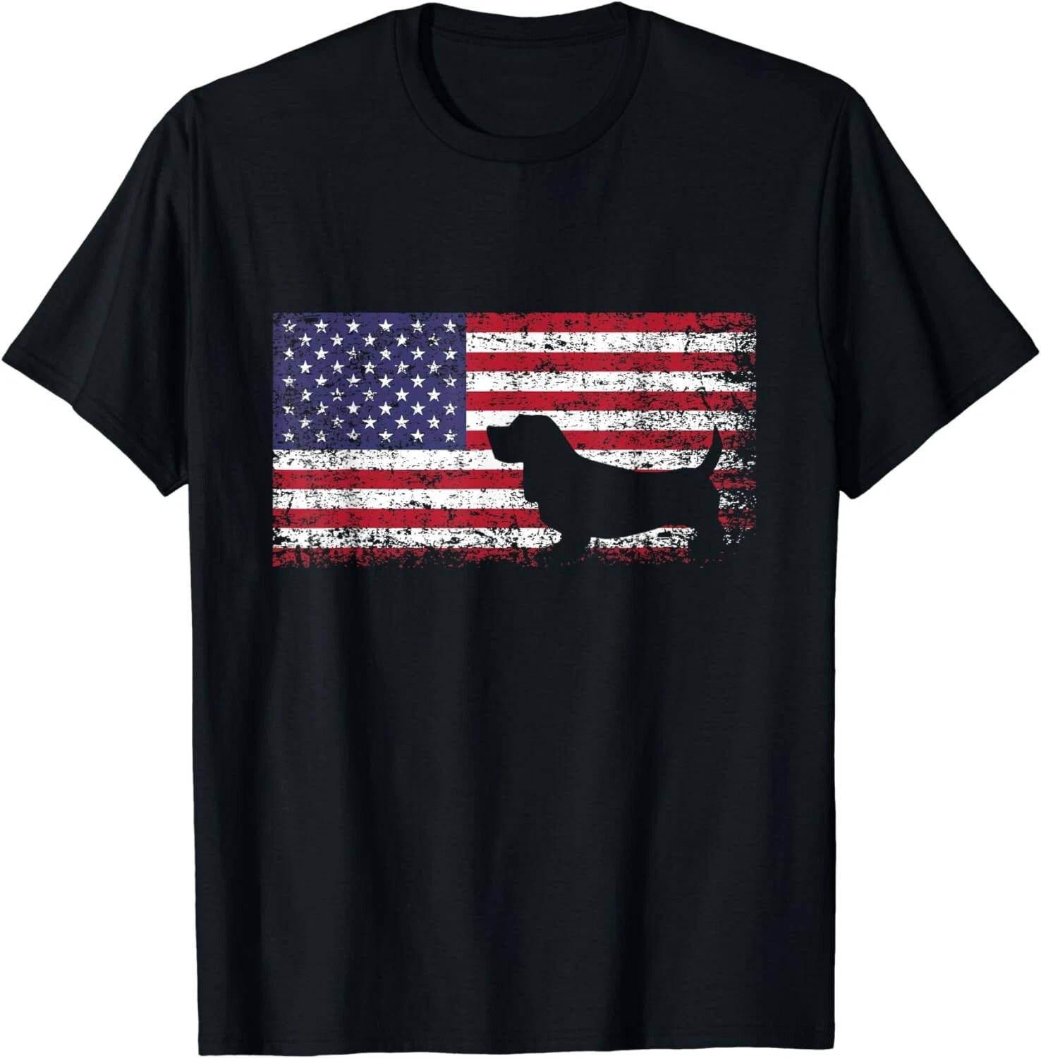 Basset Hound American Flag I Love My Basset Hound Unisex T-Shirt 3XL