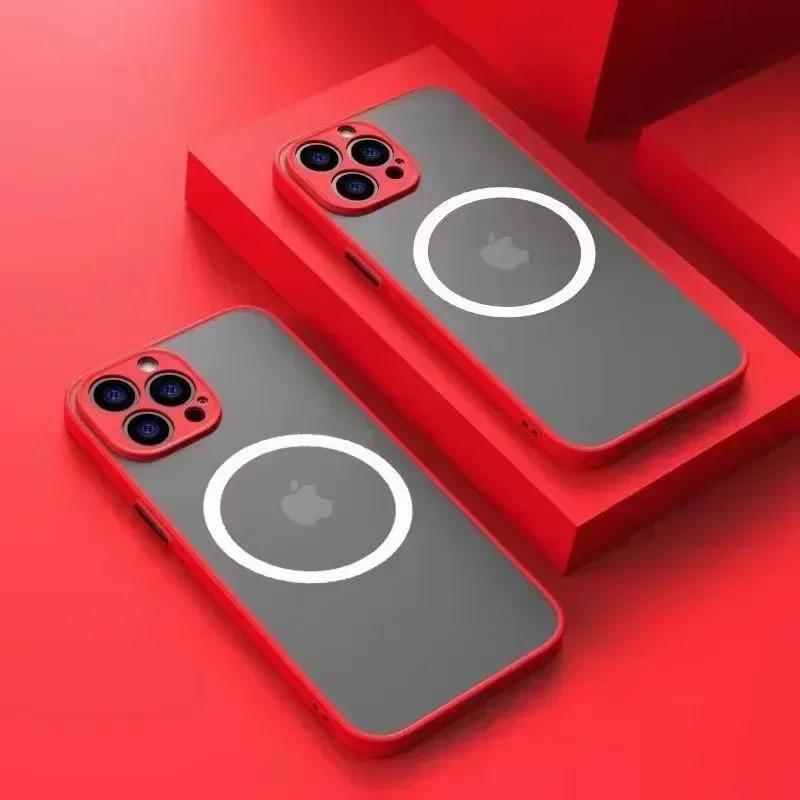 For For Iphone 16 15 14 13 12 11 Pro Max Plus Mini X XS Case Wireless Charge Magnetic For Magsafe Skin Matte Back Cover Shell Fundas