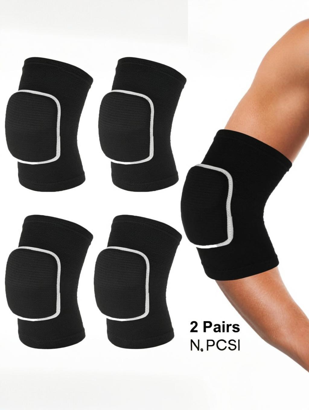 

2 Pairs Compression Elbow Pads Arm Brace Support Fitness Arm Knee Protector Volleyball Basketball Breathable Elbow Wraps L