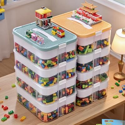 Building Blocks Toys Storage Box for Lids Brick Shaped Plastic Kids Bin Child Toy Containers Sundries Stackable Organizer