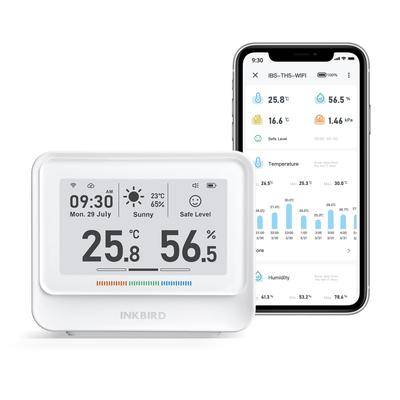 INKBIRD WiFi Multifunctional Indoor Temperature and Humidity Meter with Large Smartphone Remote Weather Comfort Level Alert Cloud Suitable for Baby