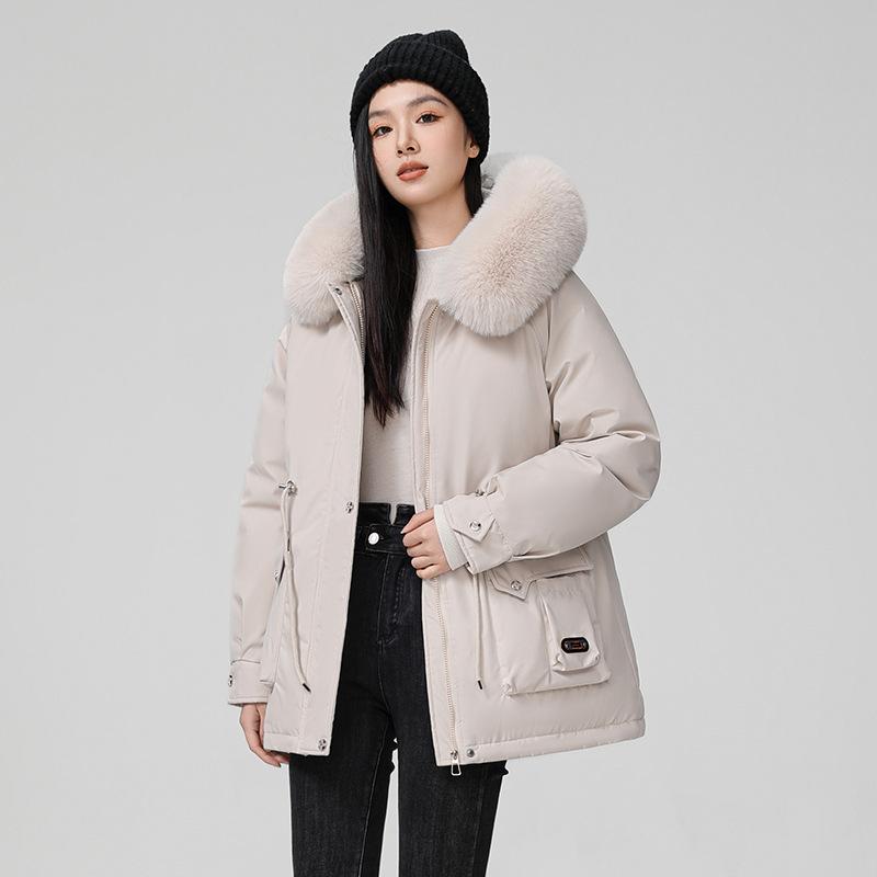 New Winter Fur One Cotton-padded Jacket Women Short Loose Pie To Overcome The Thick Fur Collar Coat.