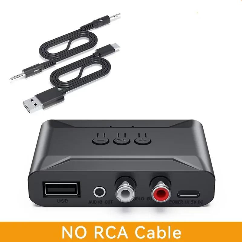 Bluetooth 5.4 Audio Receiver Wireless U Disk RCA 3.5mm AUX USB Stereo Music Adapter with Mic For Car Kit Amplifier Wired Speaker