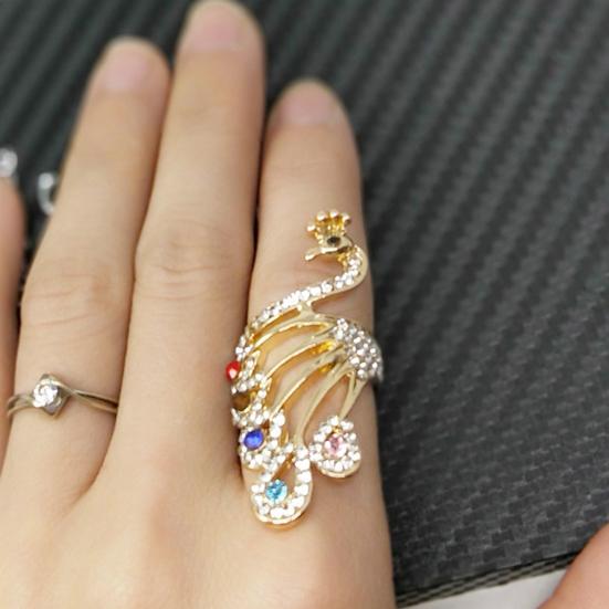 Knuckle Ring Shiny Rhinestone Peacock Charming Women Girls Elegant Animal Finger Ring Jewelry Accessories