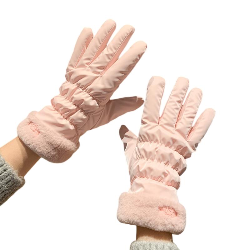 Trendy Warm Thermal Gloves Plush Lining Stylish Windproof for Cold Weather Winter Cycling Skiing Climbing