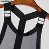 INCERUN Men Sleeveless Tank Tops Party Club Backless Hollow Mesh Vest
