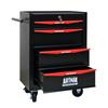 Mobile Metal Tool Cabinet with 4 Drawers, 508 mm (20 Inch), and Ball-Bearing Drawer Slides, Organizing Steel Tool Box – Black-Red